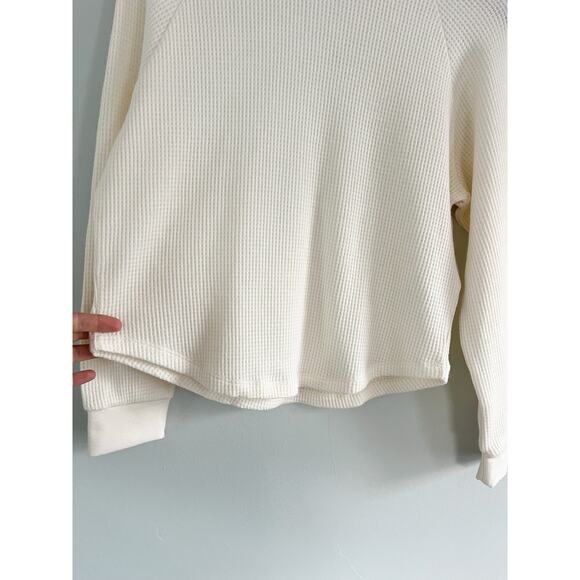 Madewell | NWT | Waffle-Knit Long-Sleeve Crewneck Tee in Winter White | Sz S - Picture 4 of 9